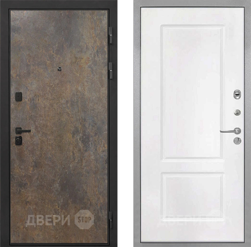 Входная металлическая Дверь Интекрон (INTECRON) Профит Black Гранж КВ-2 Белый матовый в Домодедово