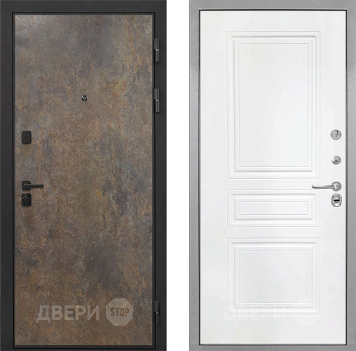 Входная металлическая Дверь Интекрон (INTECRON) Профит Black Гранж ФЛ-243 Белый матовый в Домодедово