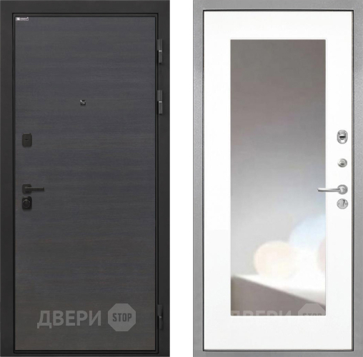 Входная металлическая Дверь Интекрон (INTECRON) Профит Black Эковенге ФЛЗ-120-М Зеркало Белый матовый в Домодедово