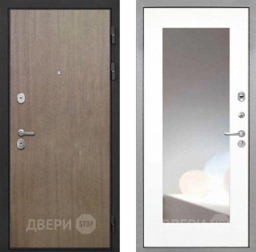 Дверь Интекрон (INTECRON) Гектор Венге Коричневый ФЛЗ-120-М Зеркало Белый матовый в Домодедово