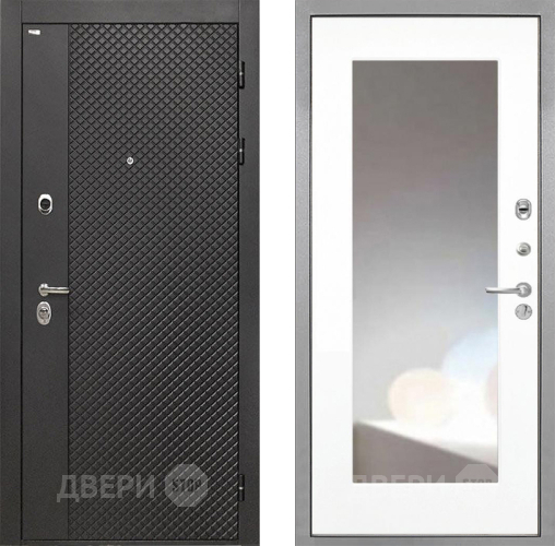 Дверь Интекрон (INTECRON) Олимпия Black 4К ФЛЗ-120-М Зеркало Белый матовый в Домодедово
