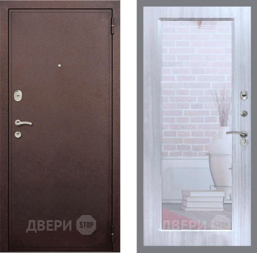 Входная металлическая Дверь Рекс (REX) 2 Медный Антик Зеркало Пастораль Сандал белый в Домодедово