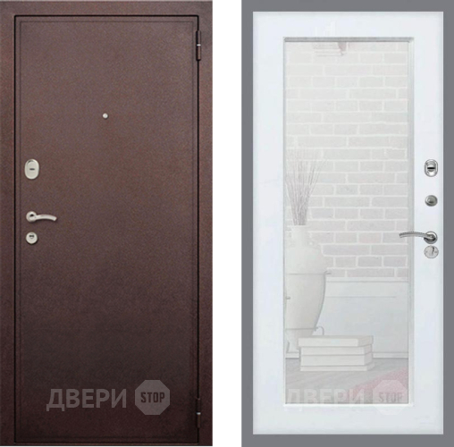 Входная металлическая Дверь Рекс (REX) 2 Медный Антик Зеркало Пастораль Силк Сноу в Домодедово