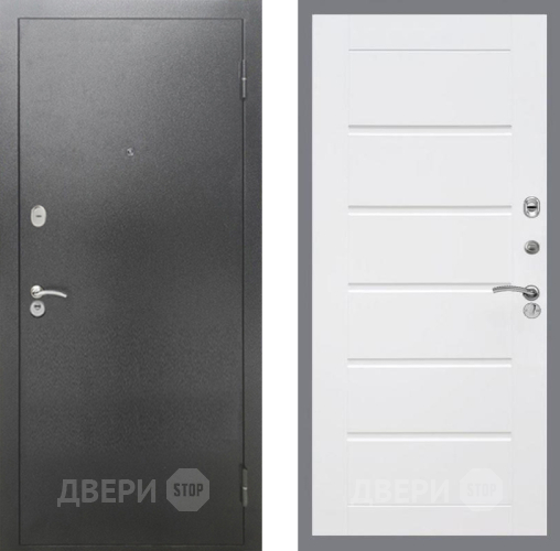 Входная металлическая Дверь Рекс (REX) 2А Серебро Антик Сити Белый ясень в Домодедово