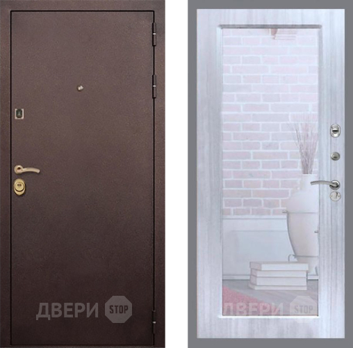 Входная металлическая Дверь Рекс (REX) Лайт 3К Зеркало Пастораль Сандал белый в Домодедово