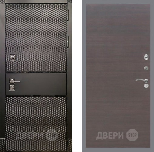 Входная металлическая Дверь Рекс (REX) 15 Черный Кварц GL венге поперечный в Домодедово