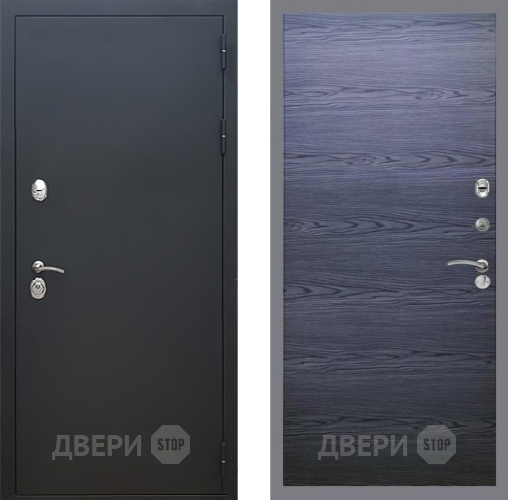 Входная металлическая Дверь Рекс (REX) 5 Черный Муар GL Дуб тангенальный черный в Домодедово