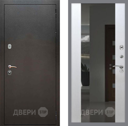 Входная металлическая Дверь Рекс (REX) 5 Серебро Антик СБ-16 с Зеркалом Лиственница беж в Домодедово