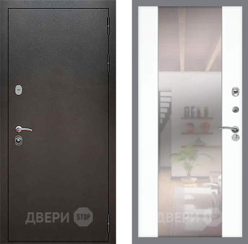 Входная металлическая Дверь Рекс (REX) 5 Серебро Антик СБ-16 Зеркало Силк Сноу в Домодедово