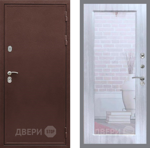 Входная металлическая Дверь Рекс (REX) 5 металл 3 мм Зеркало Пастораль Сандал белый в Домодедово